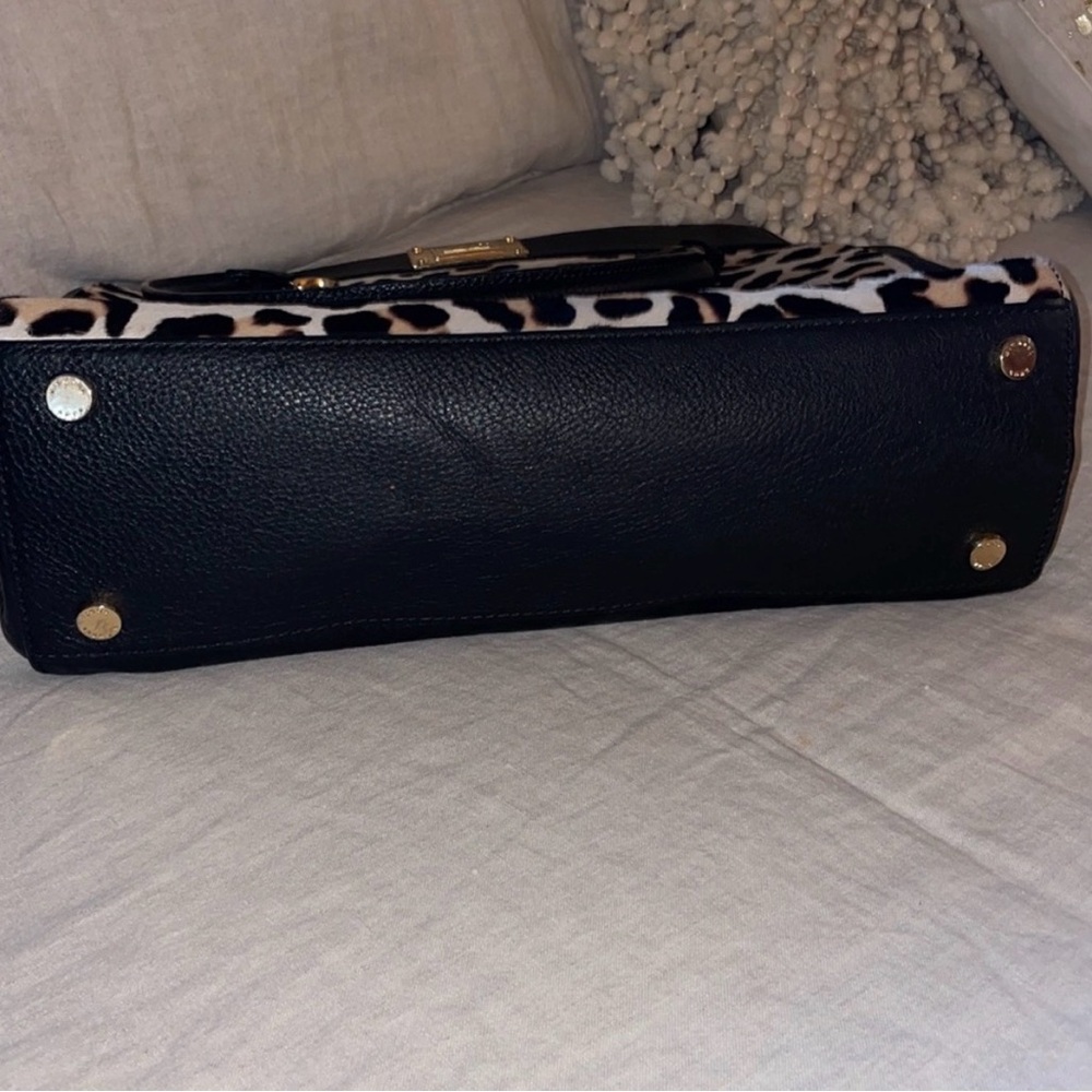 Michael Kors Leopard Print Satchel in Black and Cream with Gold Hardware - Picture 5 of 6